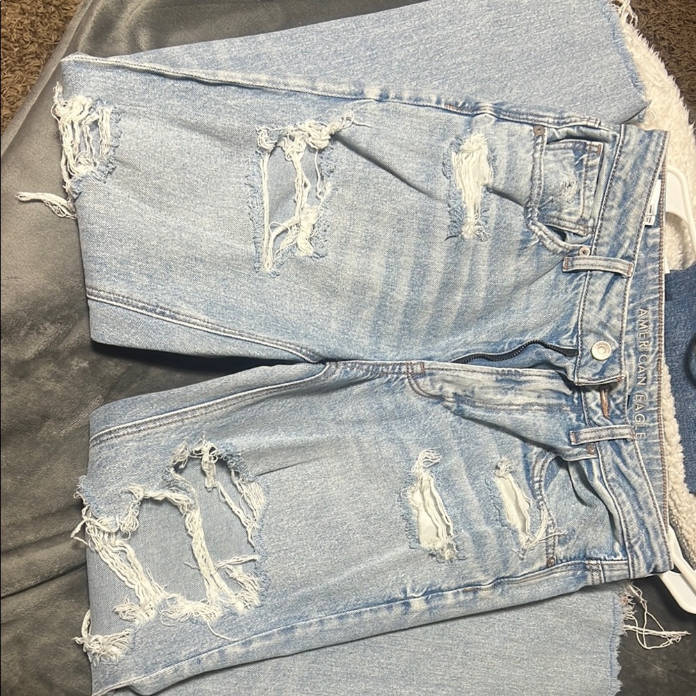 American Eagle Outfitters Blue Boyfriend Jeans Distressed Design